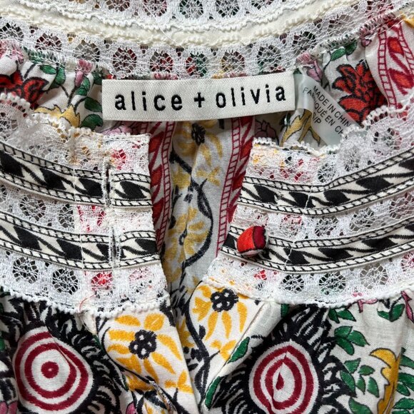 Alice + Olivia Cherelle Printed Cropped Blouse – Size Small - Picture 12 of 12